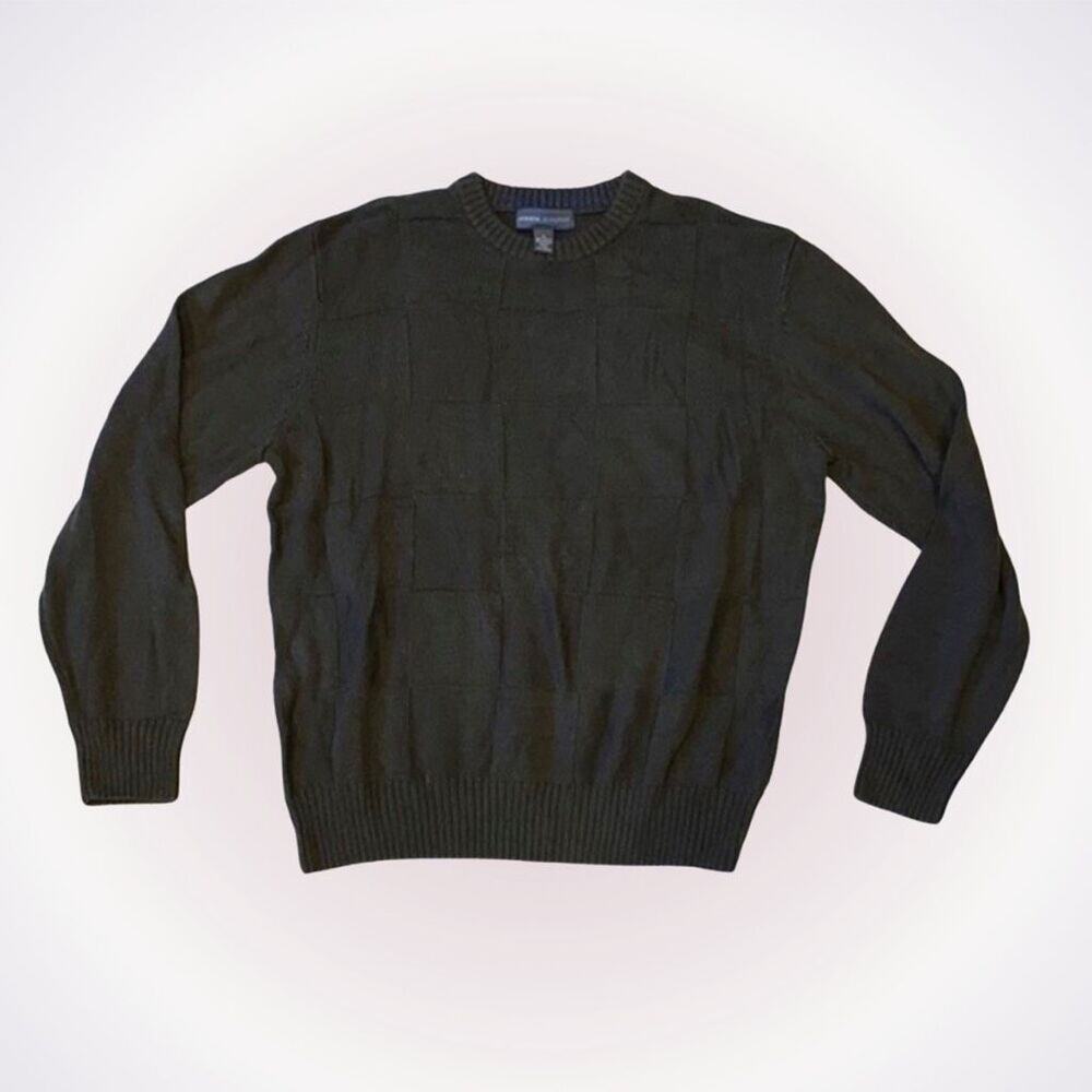 Tricots St. Raphael Olive Green Crewneck Textured Knit Sweater | Sz L